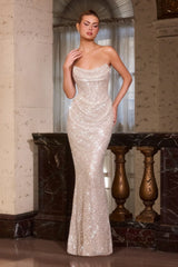 Ashton Gown Sequin Mesh Evening Dress