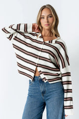 Mariah Striped Cardigan in Ivory FINAL SALE