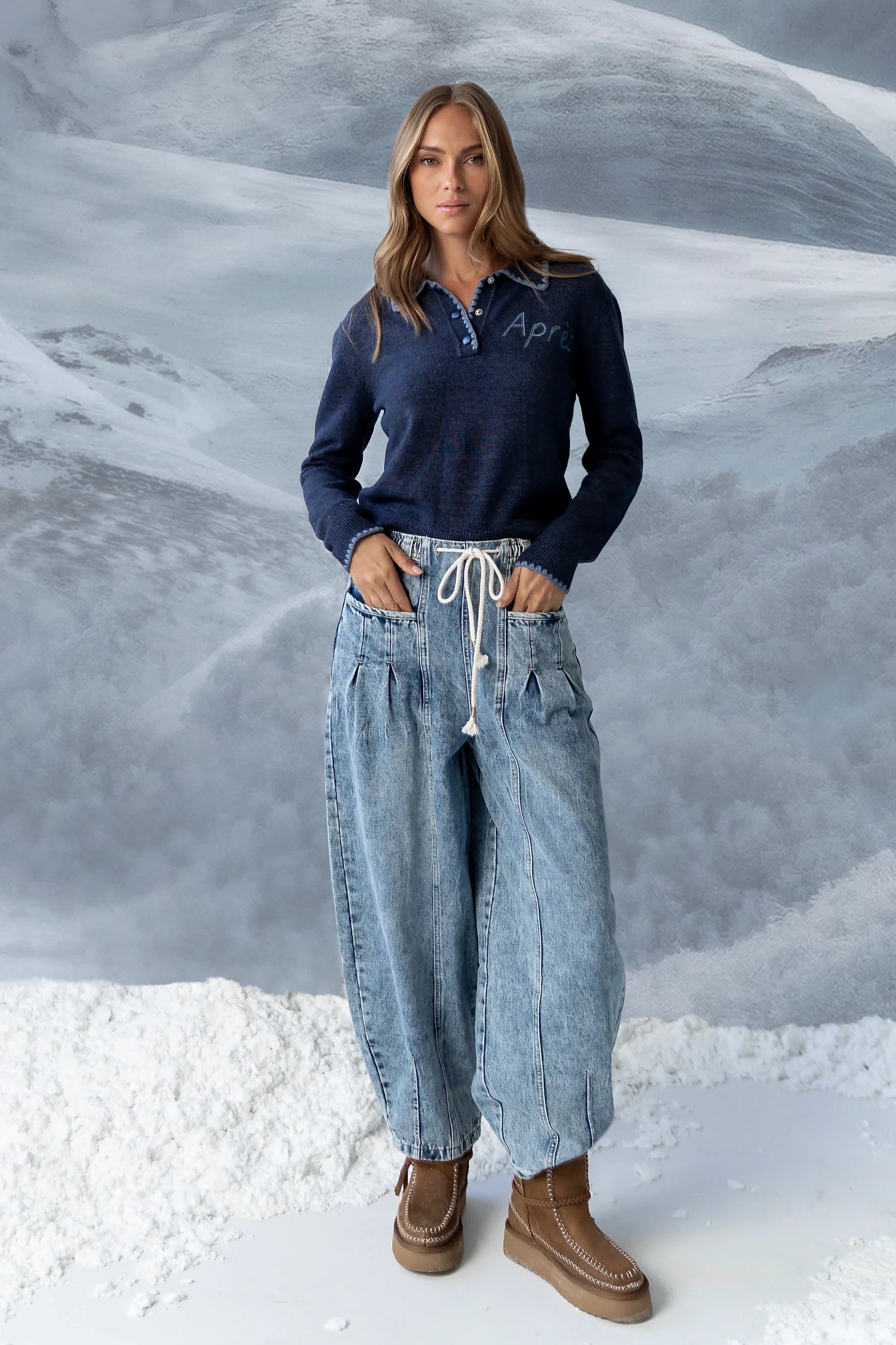 Apres Knit Sweater in Navy FINAL SALE