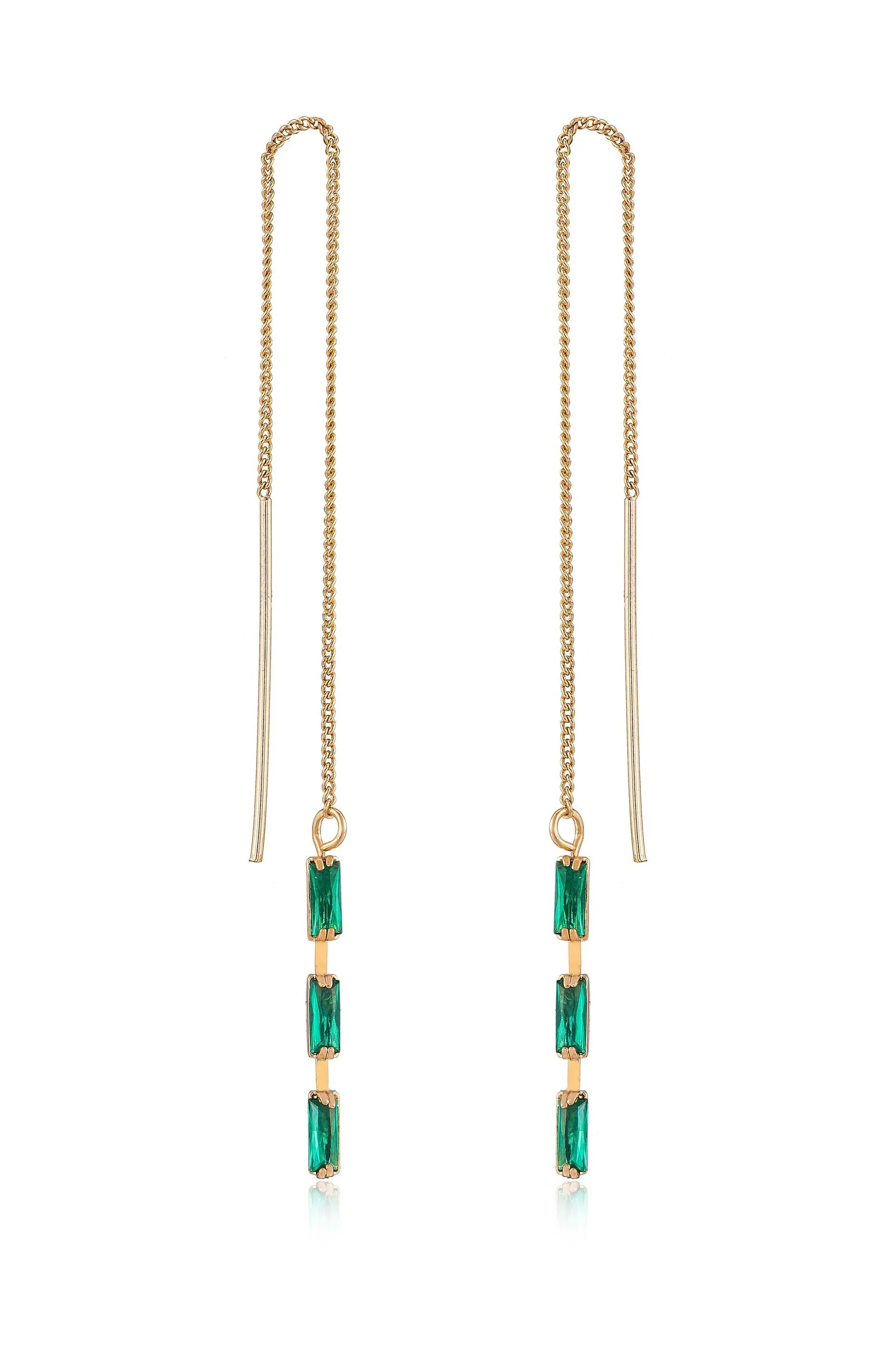 Crystal Baguette Threader Earrings