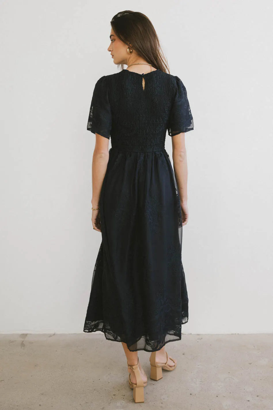 Alora Embroidered Dress in Navy FINAL SALE