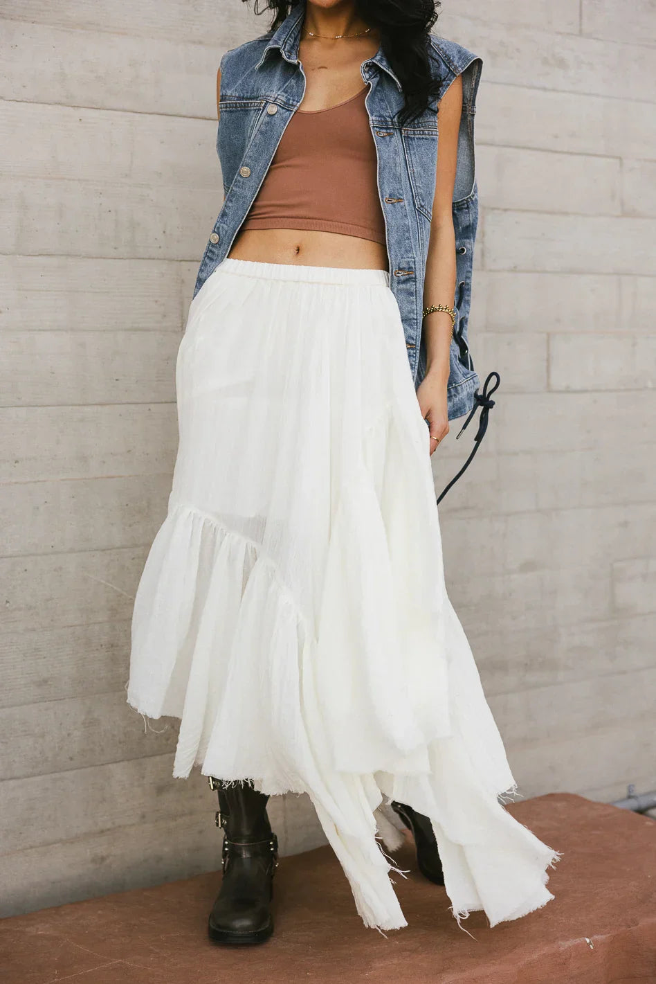 Augusta Handkerchief Skirt in Cream FINAL SALE