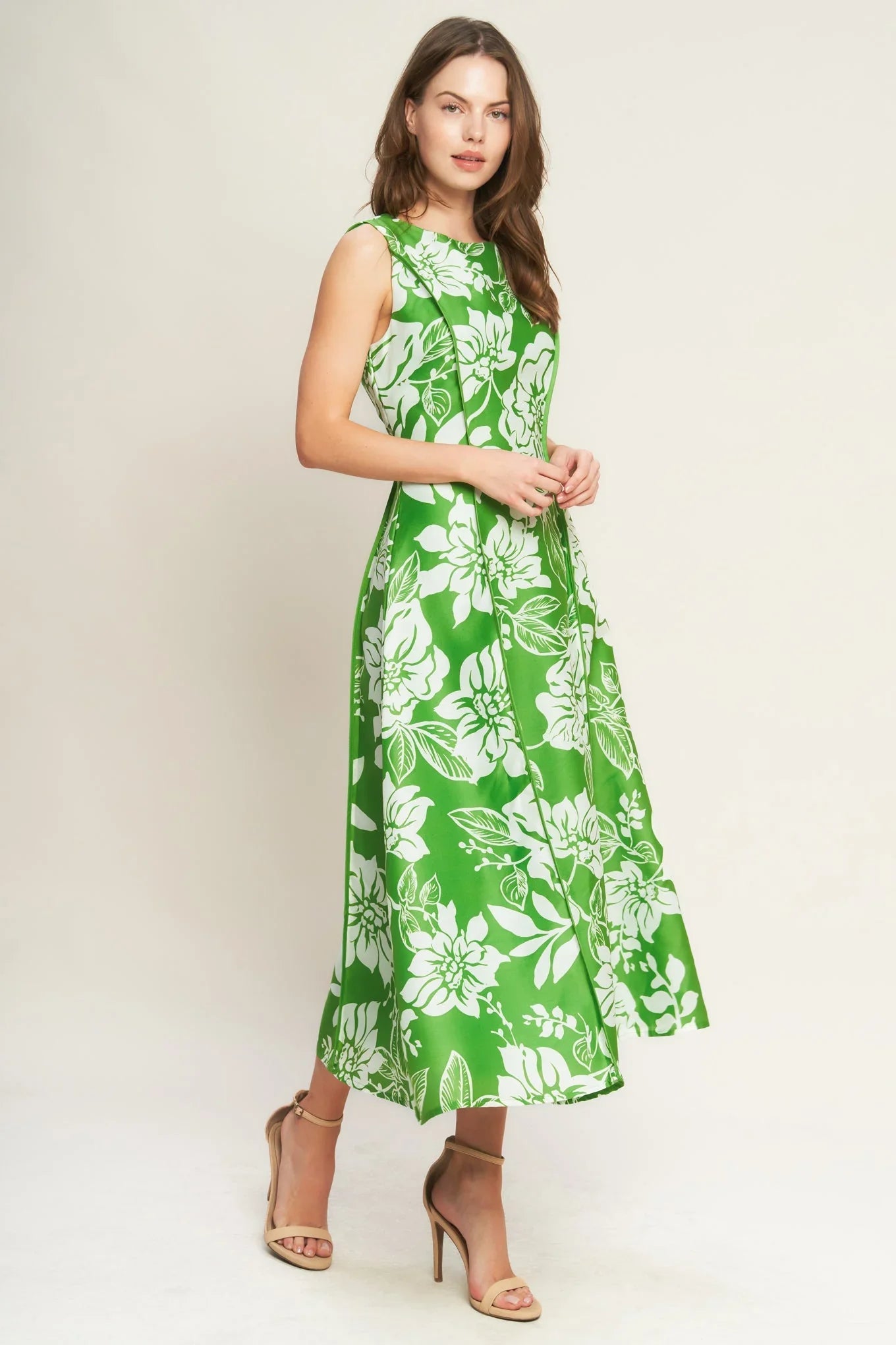 GARDEN GODDESS GREEN MIDI DRESS