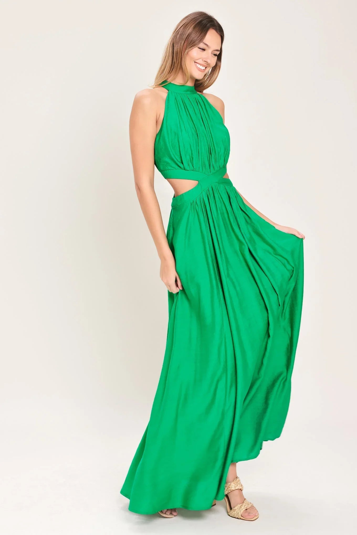 HALTER MAXI DRESS WITH SIDE CUT OUTS