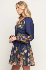 NOCTURNE IN BLOOM NAVY MINI DRESS