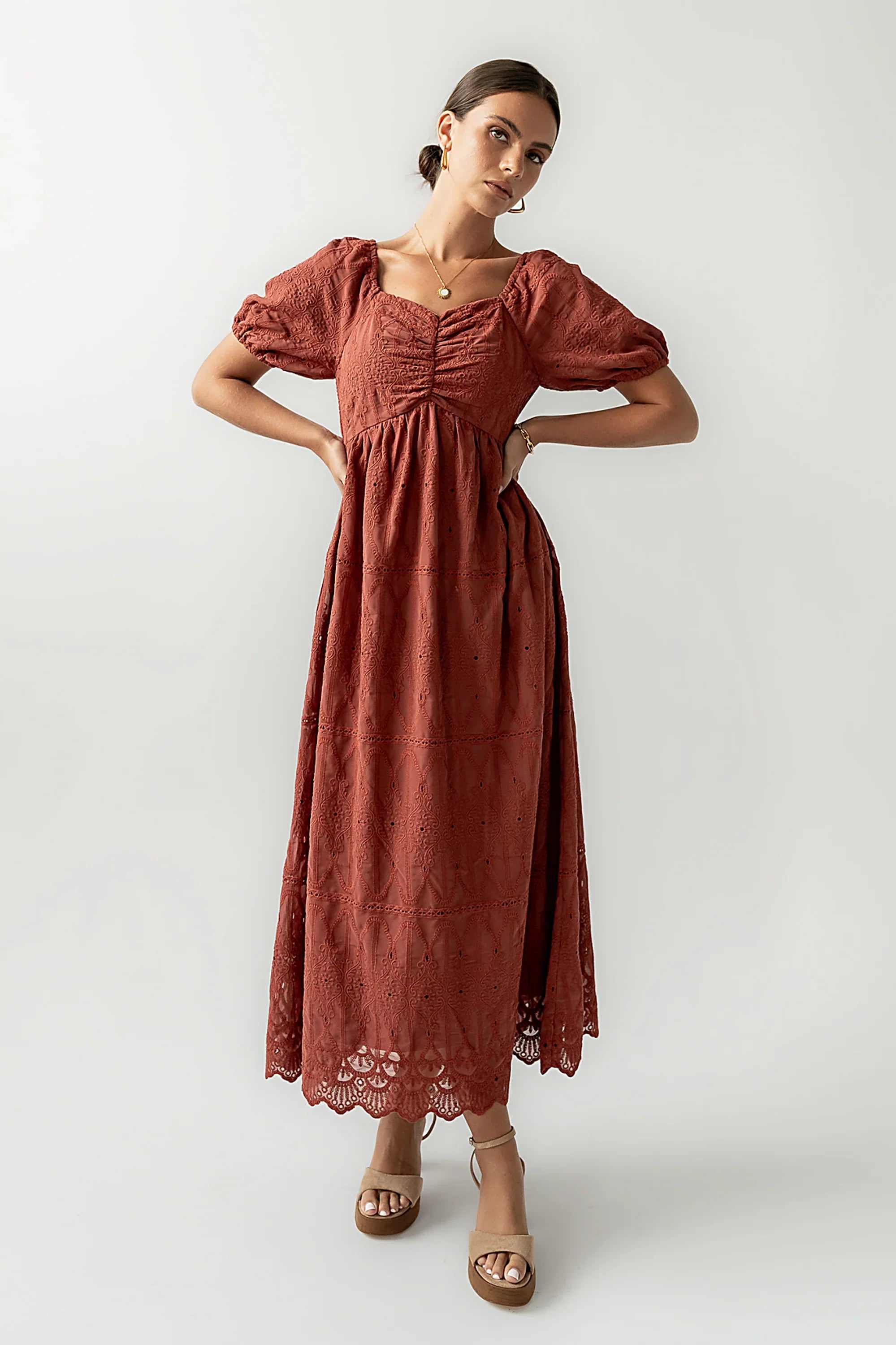 Luca Embroidered Maxi Dress in Dark Berry FINAL SALE