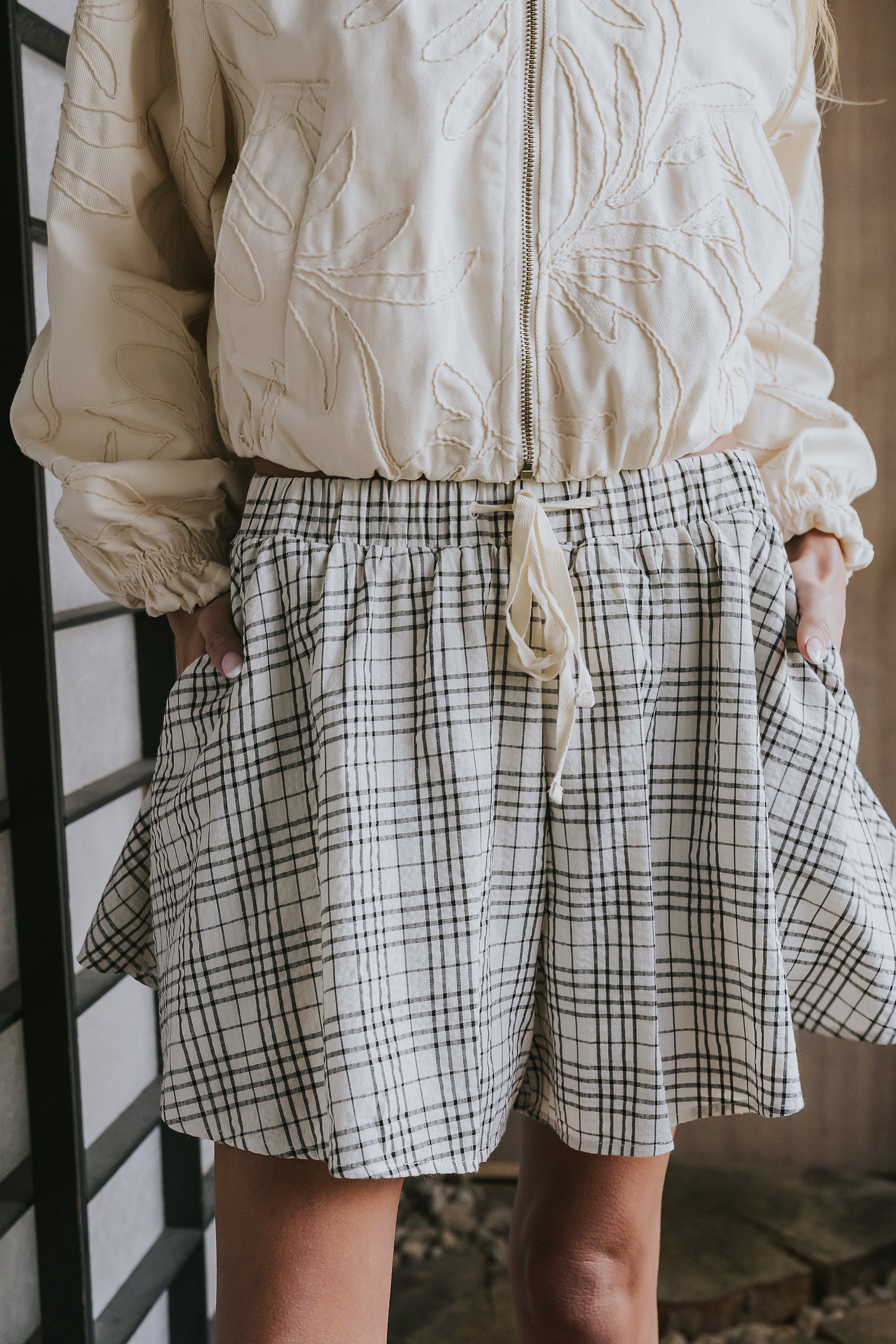 Katherine Plaid Shorts in Black