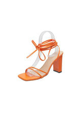 Orange Strappy Block Heeled Sandal