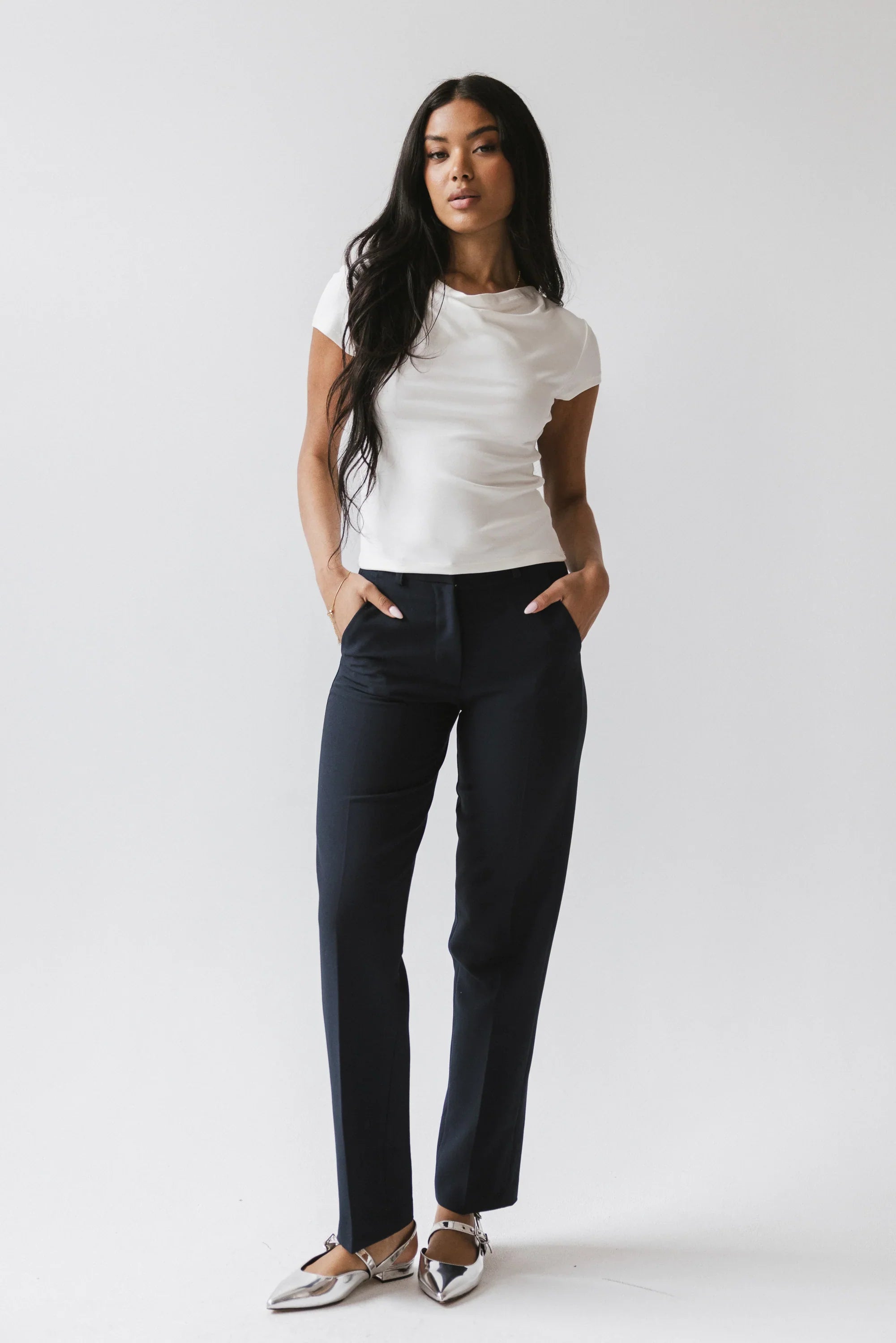 Paula Cowl Neck Top in White