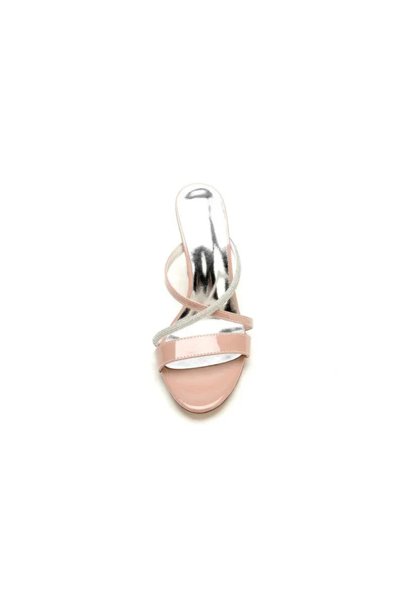 Nude Pink and Silver High Heeled Sandals