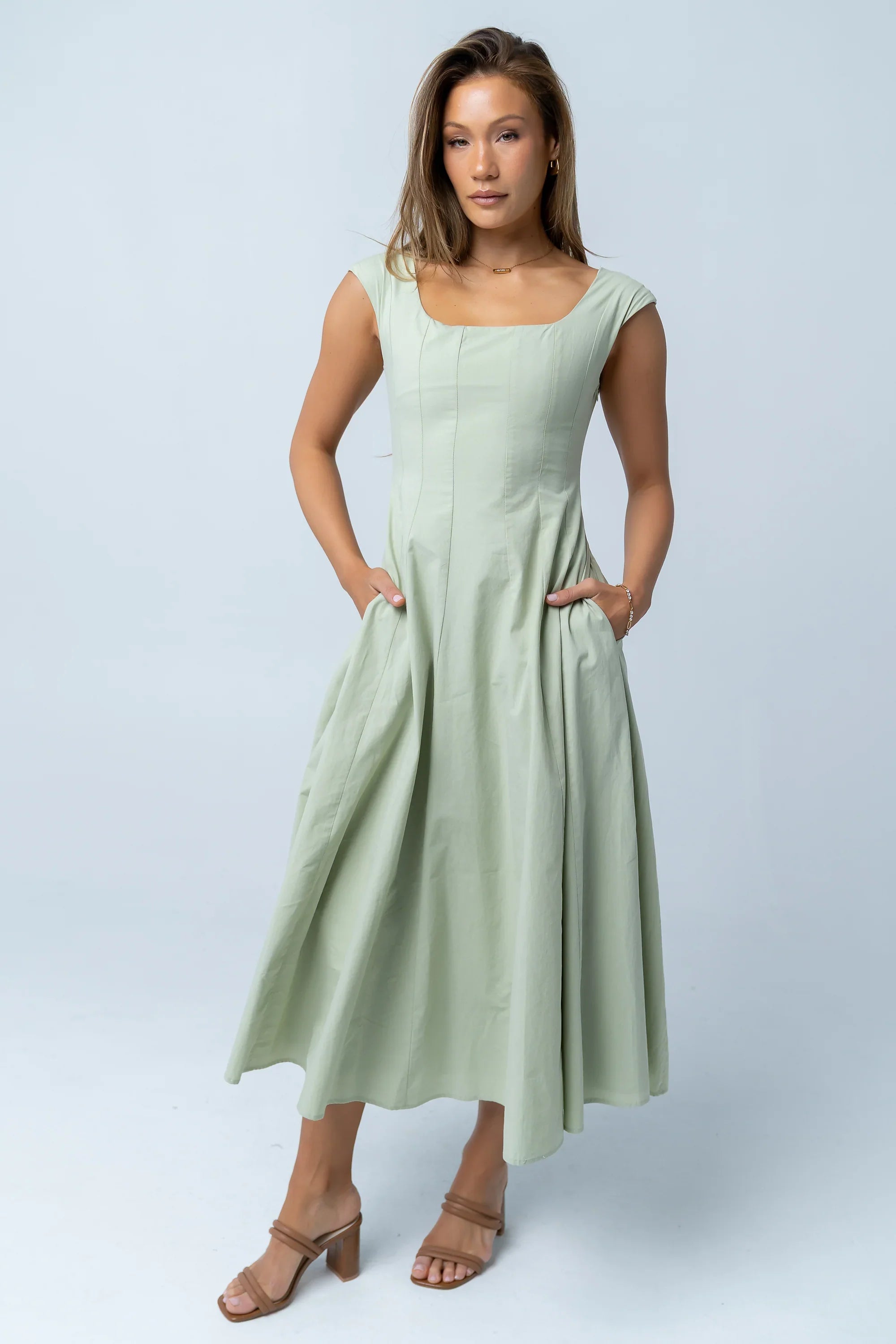 Colin Midi Dress in Sage
