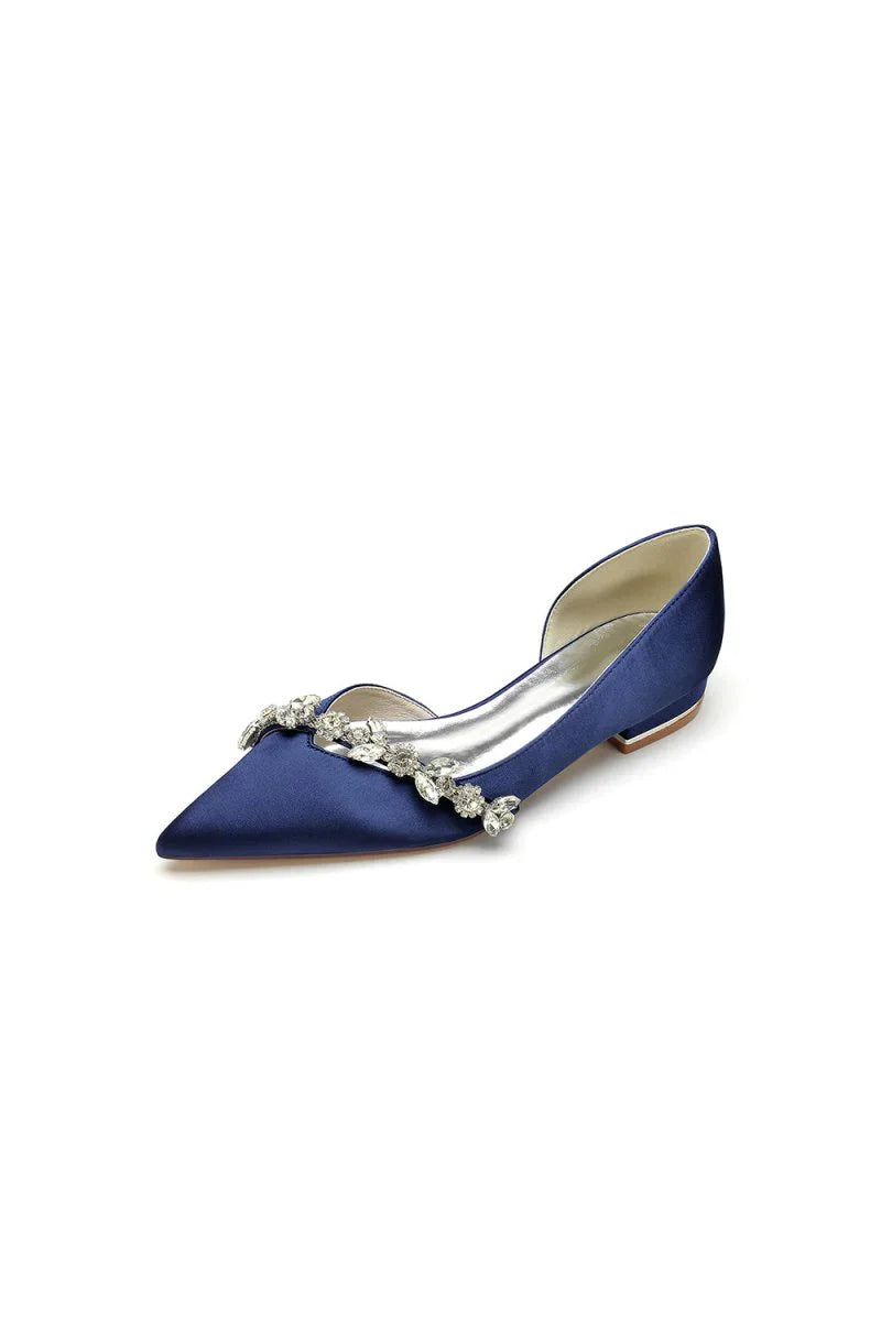 Chic Rhinestone Pointed Toe Kitten Heels