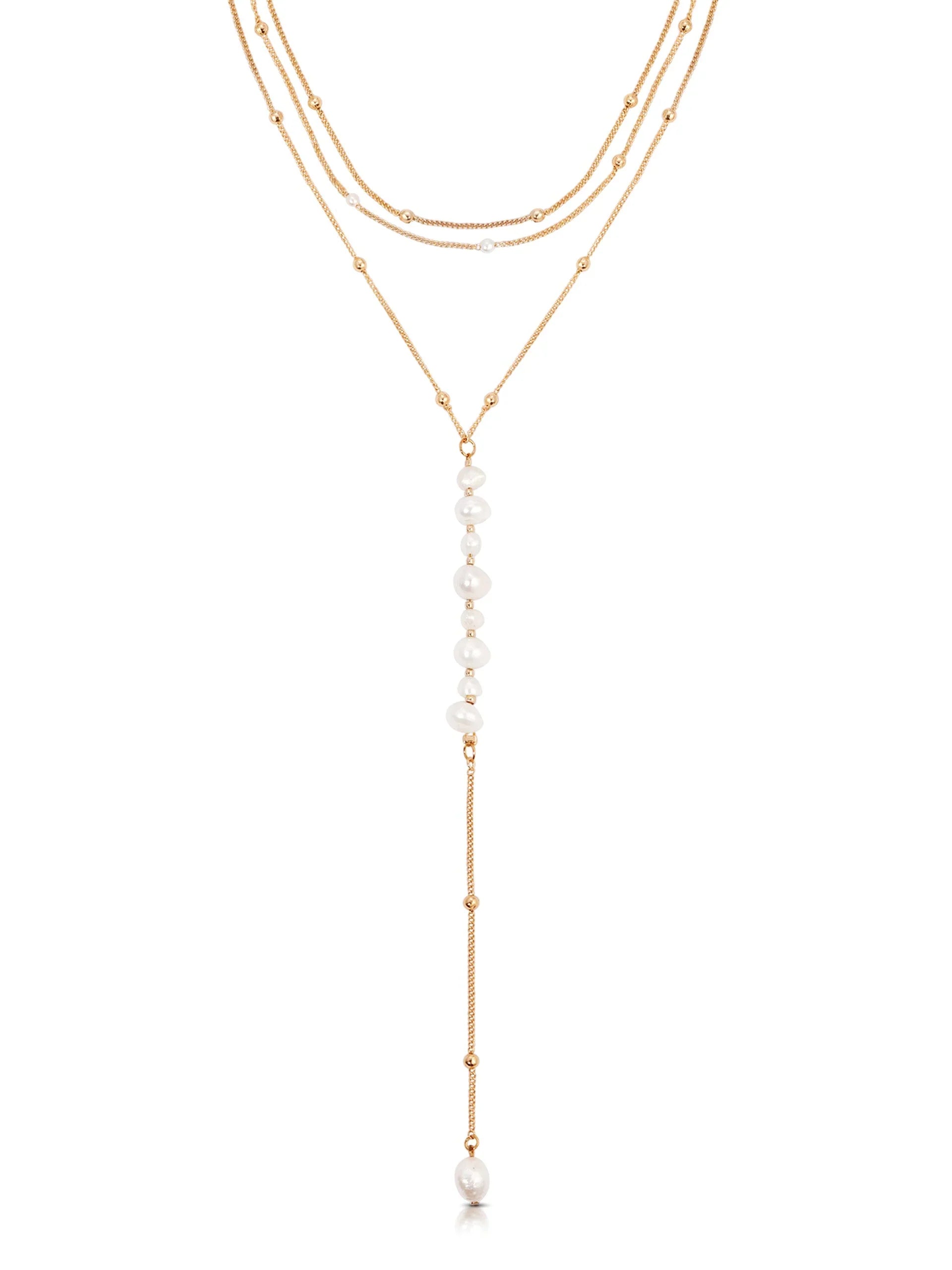 Coastal Pearl Lariat Necklace