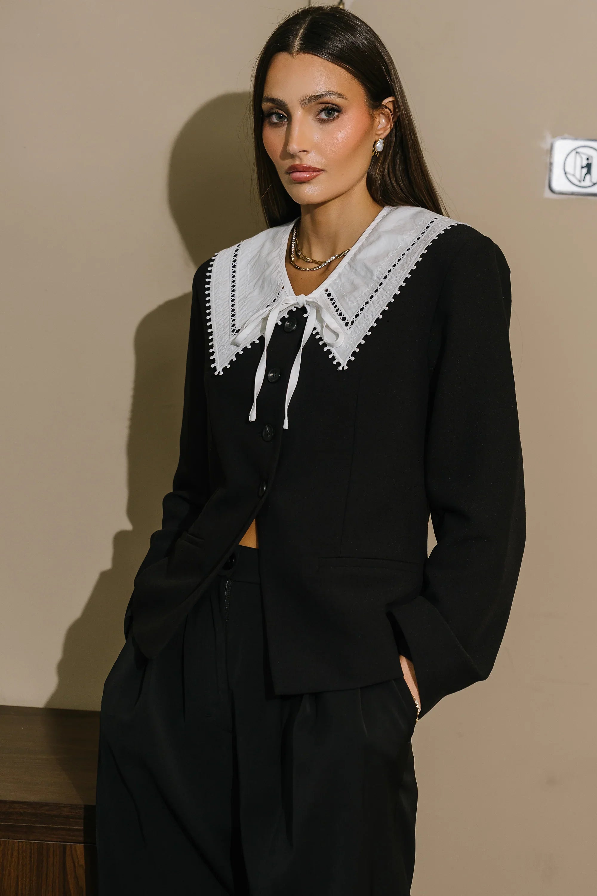 Kalani Collared Blazer in Black