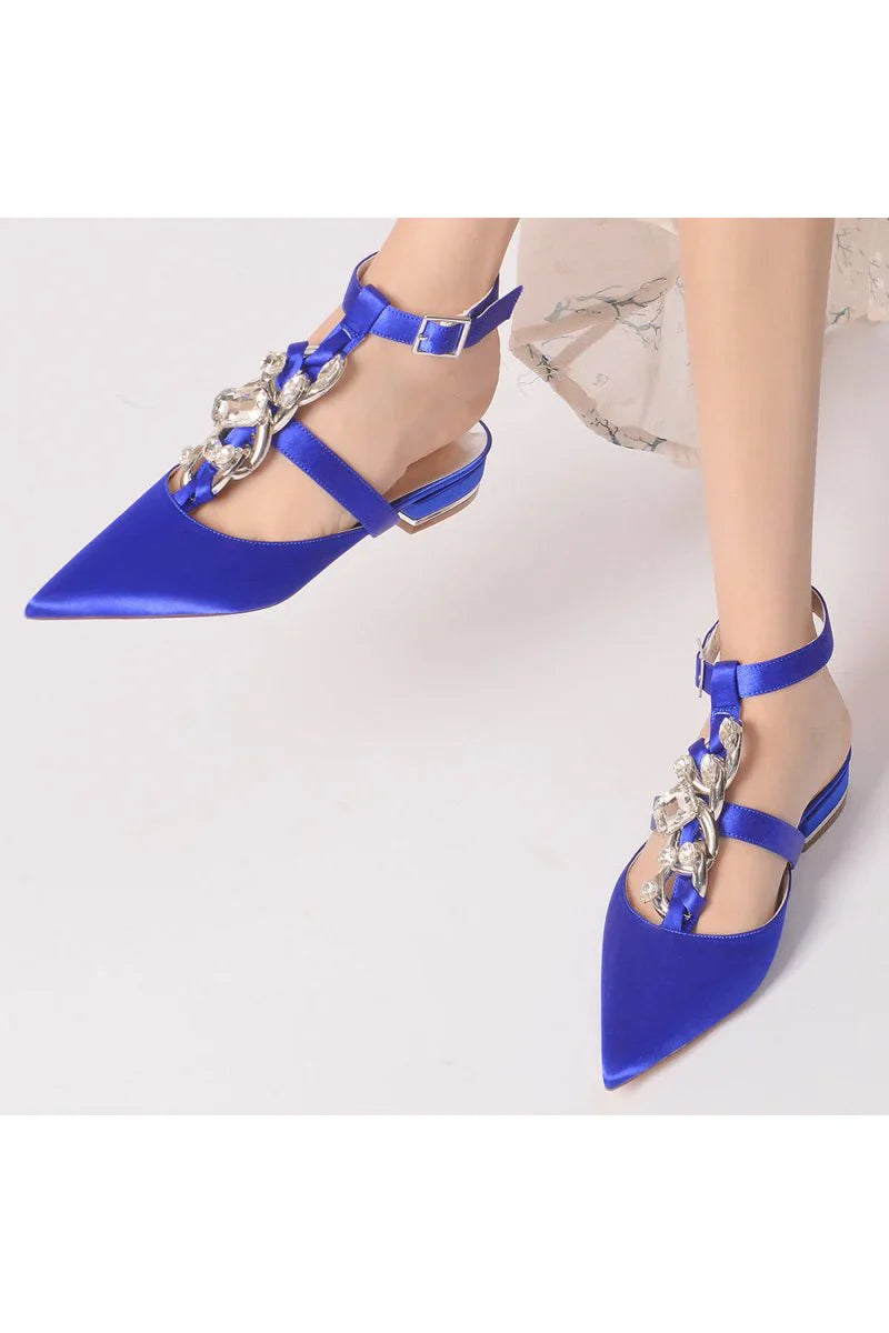 Crystal Chain Pointed Toe Flats