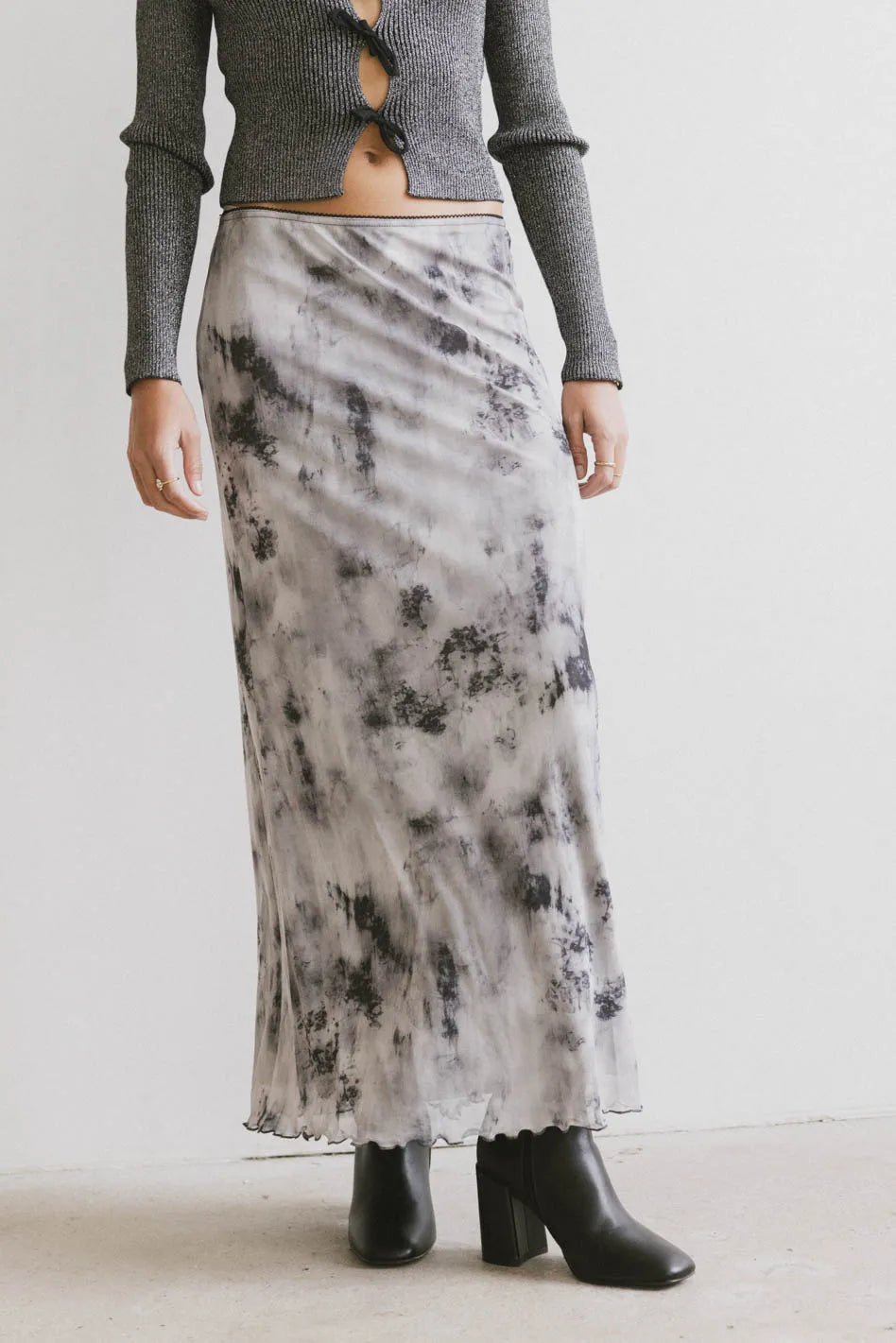 Chandler Abstract Maxi Skirt in Grey FINAL SALE