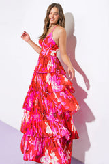 BEYOND AMAZING RED PLEATED MAXI DRESS
