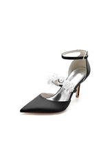 Flower Pearl Strap Pointed Toe High Heels