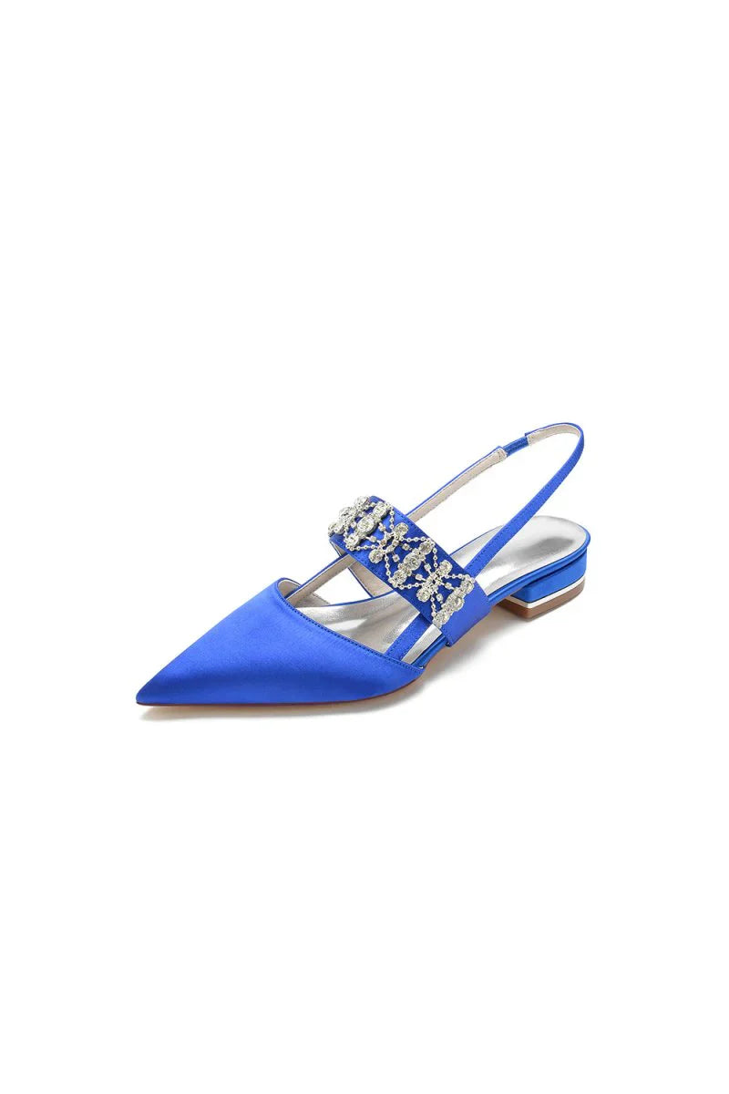 Pointed Toe Rhinestone Beaded Kitten Heels