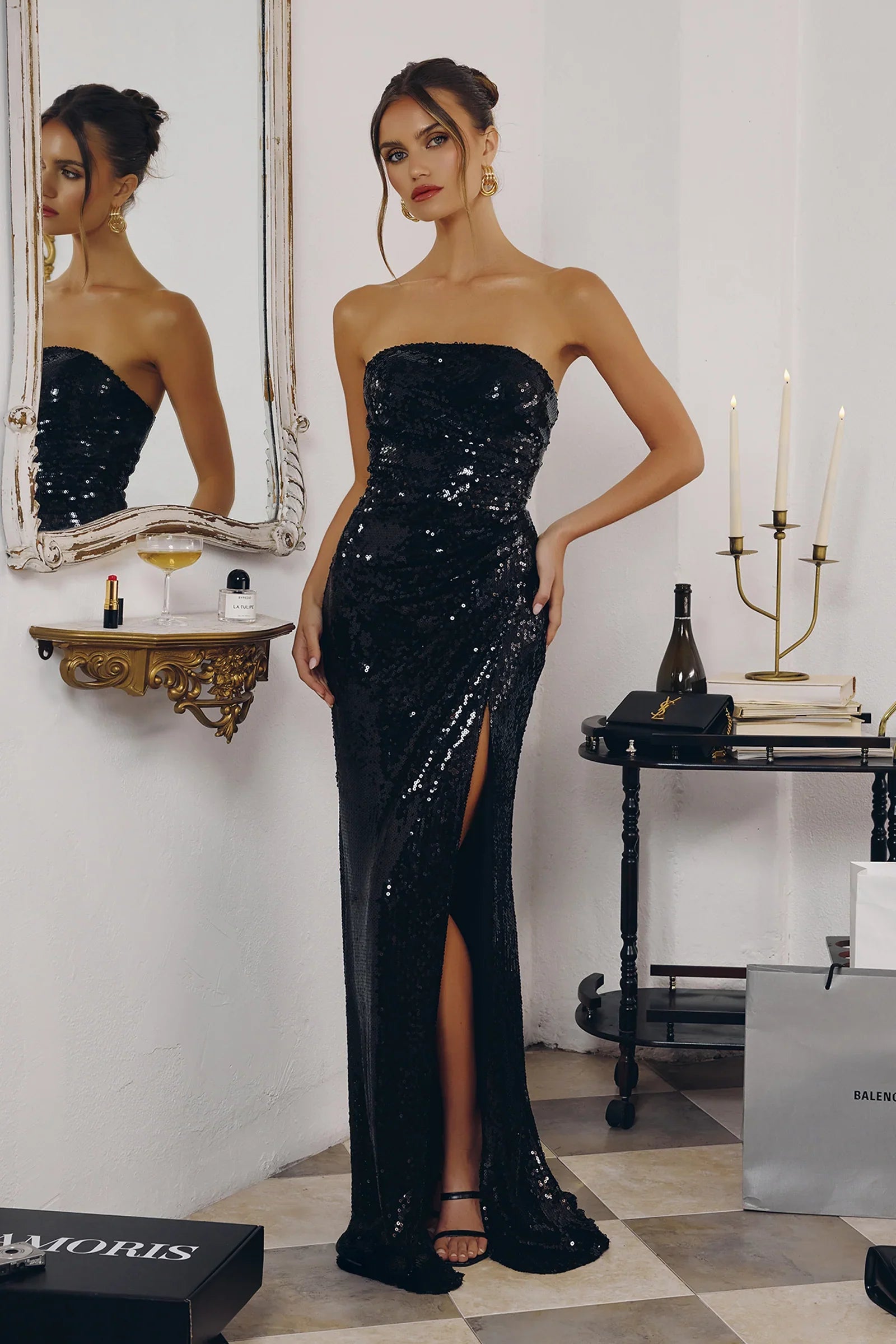 Shauna Gown Strapless Sequin Dress