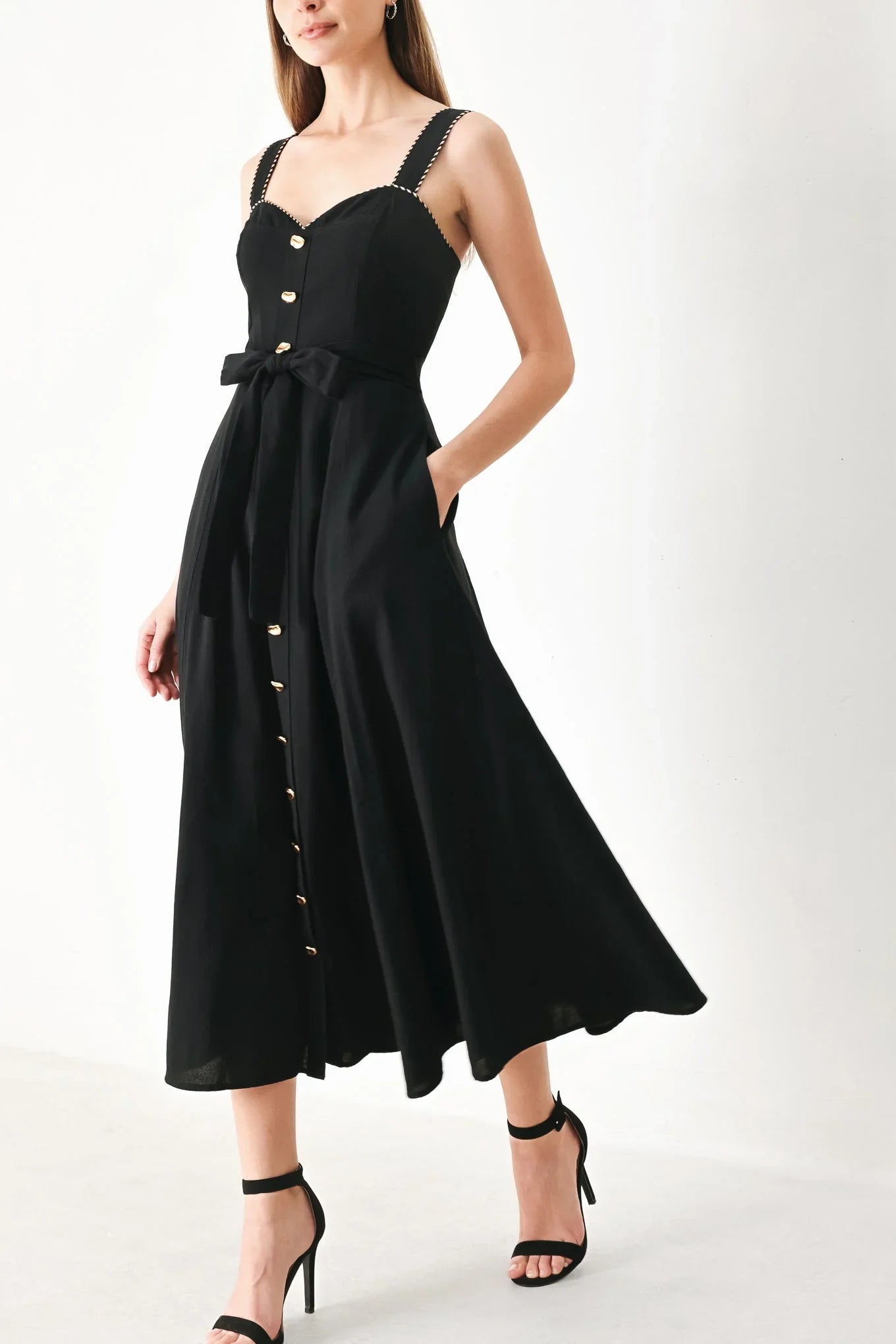 LOVELY NOIR BLACK MIDI DRESS