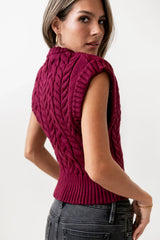 Lennie Cable Knit Top in Burgundy FINAL SALE