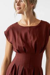 Matilda Pleated Maxi Dress in Rust FINAL SALE