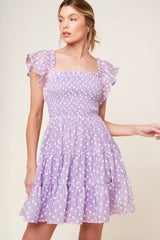PLAYFULLY POSH LAVENDER MINI DRESS