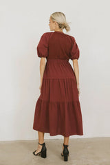 Leandra Midi Dress in Burgundy FINAL SALE