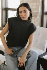 Kippa Shoulder Pad Sweater in Charcoal FINAL SALE