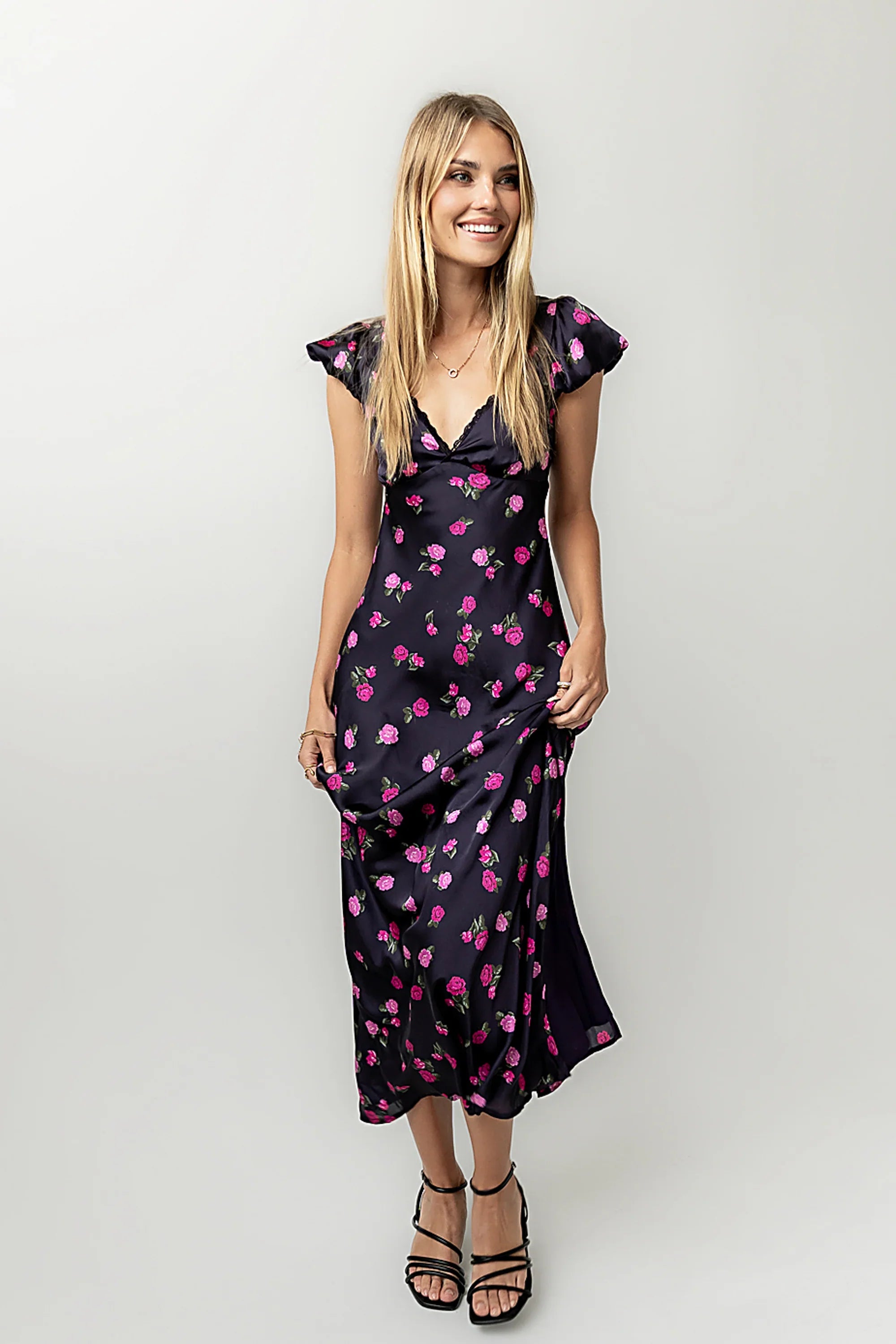 Asa Floral Maxi Dress in Plum