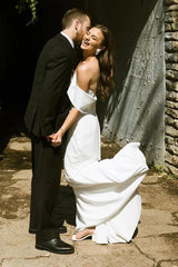 Mermaid White Off the Shoulder Chiffon Long Wedding Dress