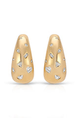 Bezel Crystal Dotted Hoop Earrings
