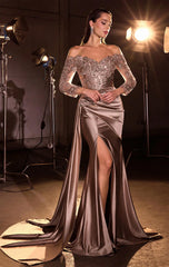 Donna Gown Evening Dress with Lace Sleeves