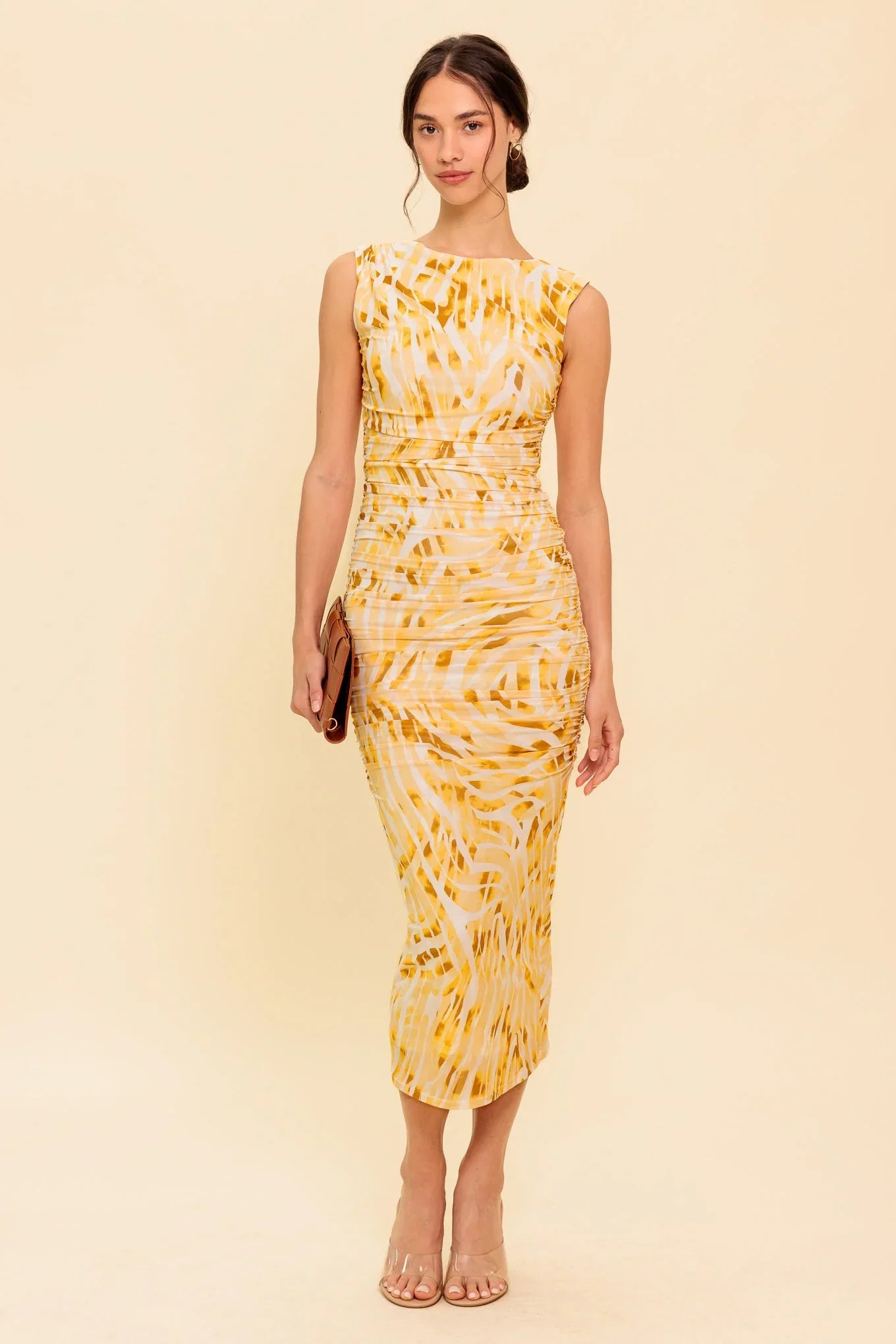 Wild As Ever Power Mesh Cheetah Print Bodycon Midi Dress