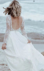 Casual Lace Bateau A Line Tulle Floor length Wedding Dress with Split Front and Pleats