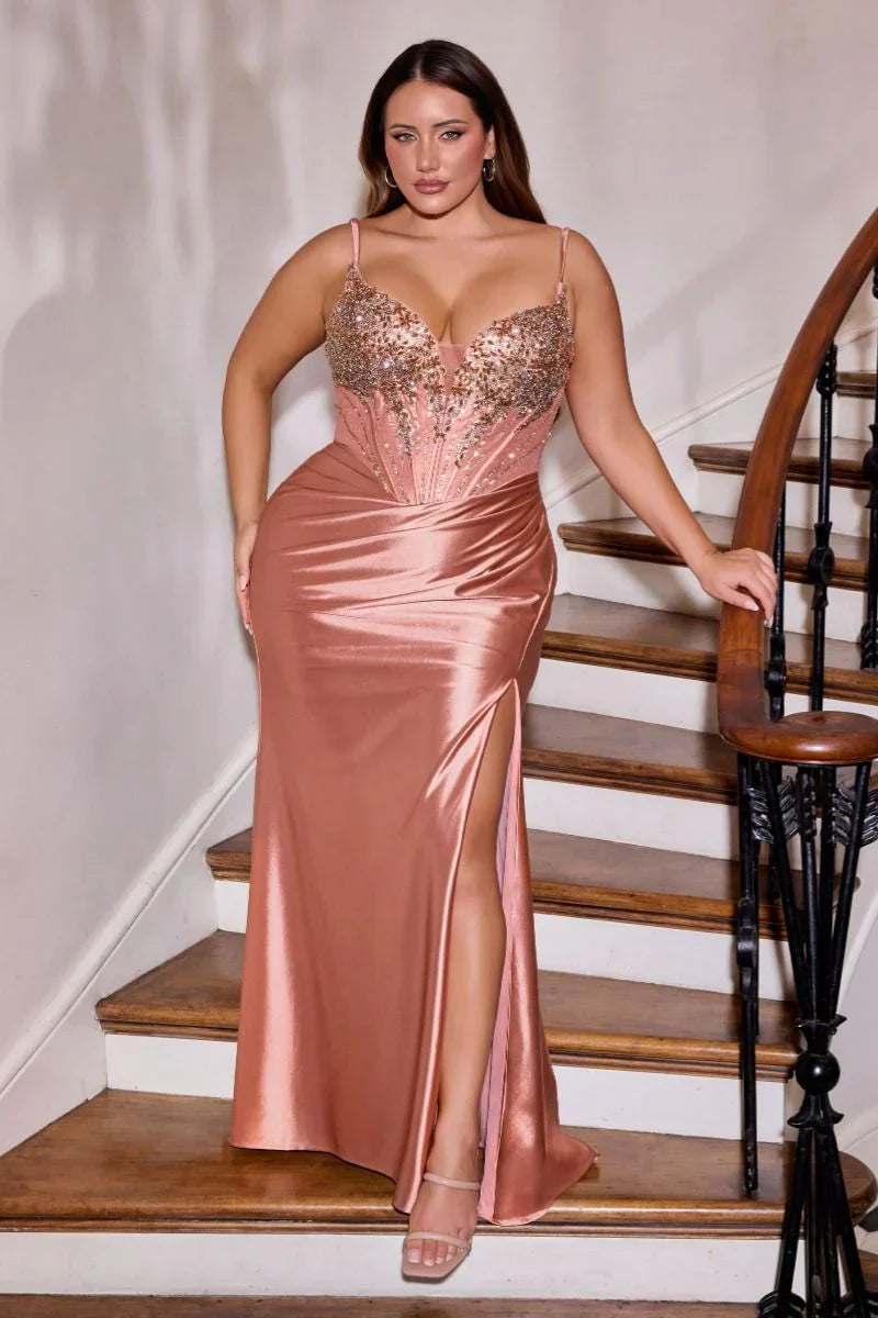 ELOWEN GOWN SATIN DRESS WITH CORSET BACK