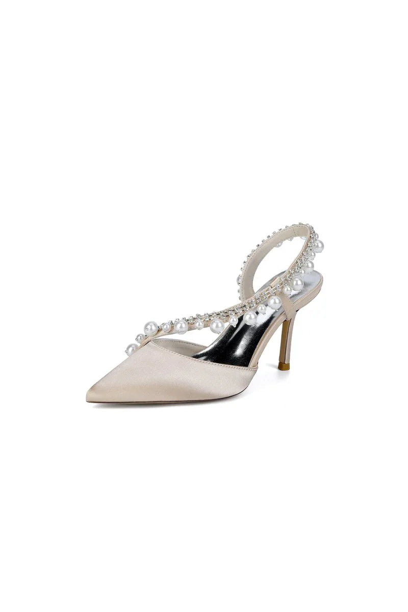 Royal Blue High Heels with Pearl and Crystal Embellishments Description