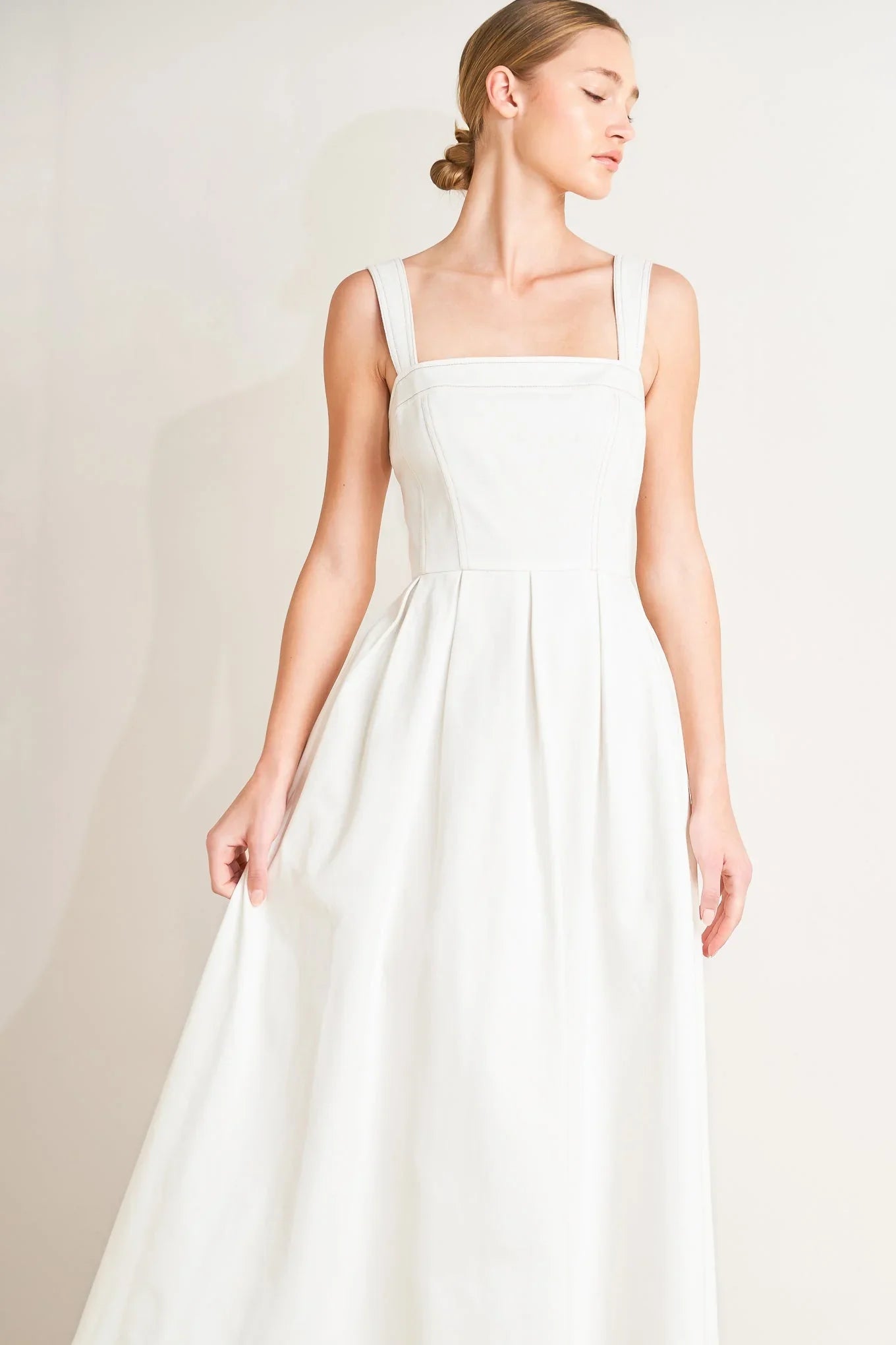 SERENE CHARM OFF WHITE MIDI DRESS