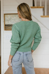 Amy Braided Cable Knit Sweater in Green FINAL SALE