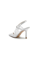 White Bridal Heels with Lace Appliques
