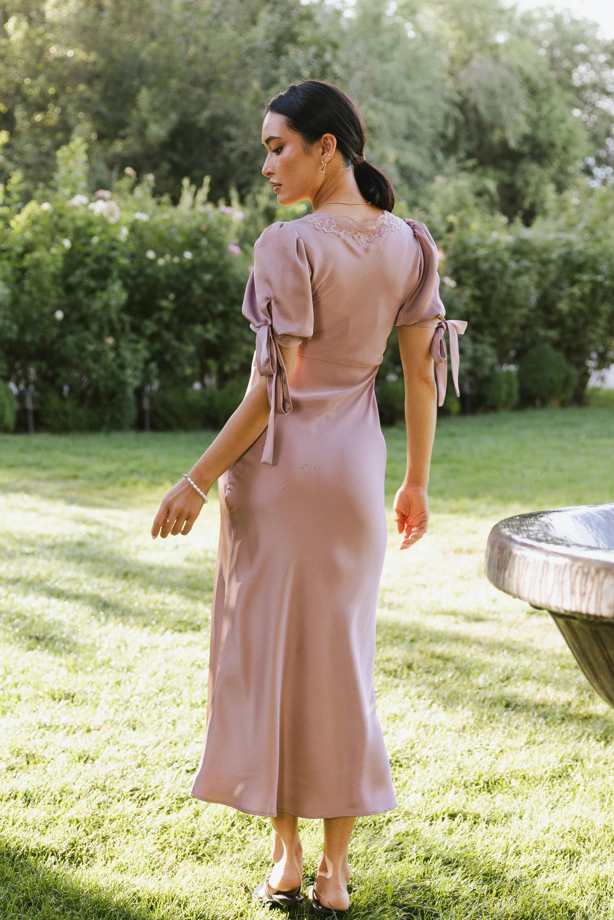 Amanda Lace Trim Maxi Dress in Mauve FINAL SALE