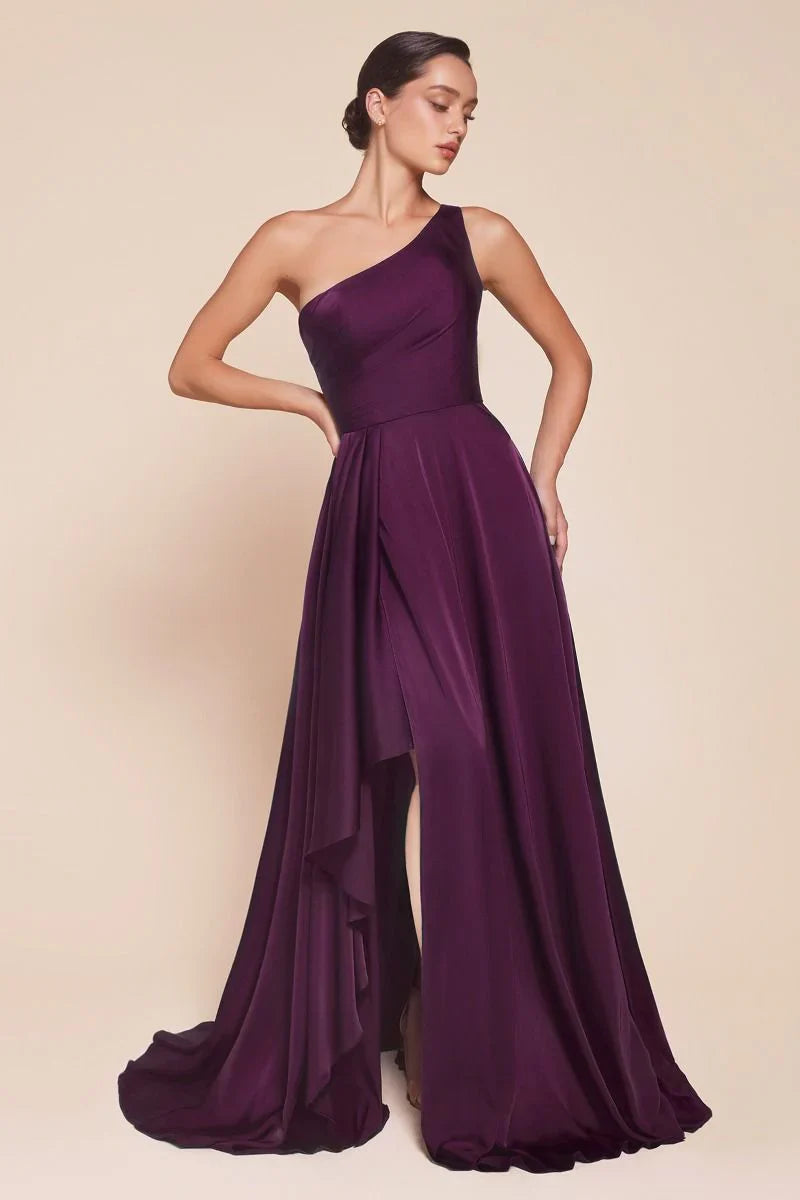 MIRANDA GOWN ONE SHOULDER SOFT SATIN A LINE DRESS