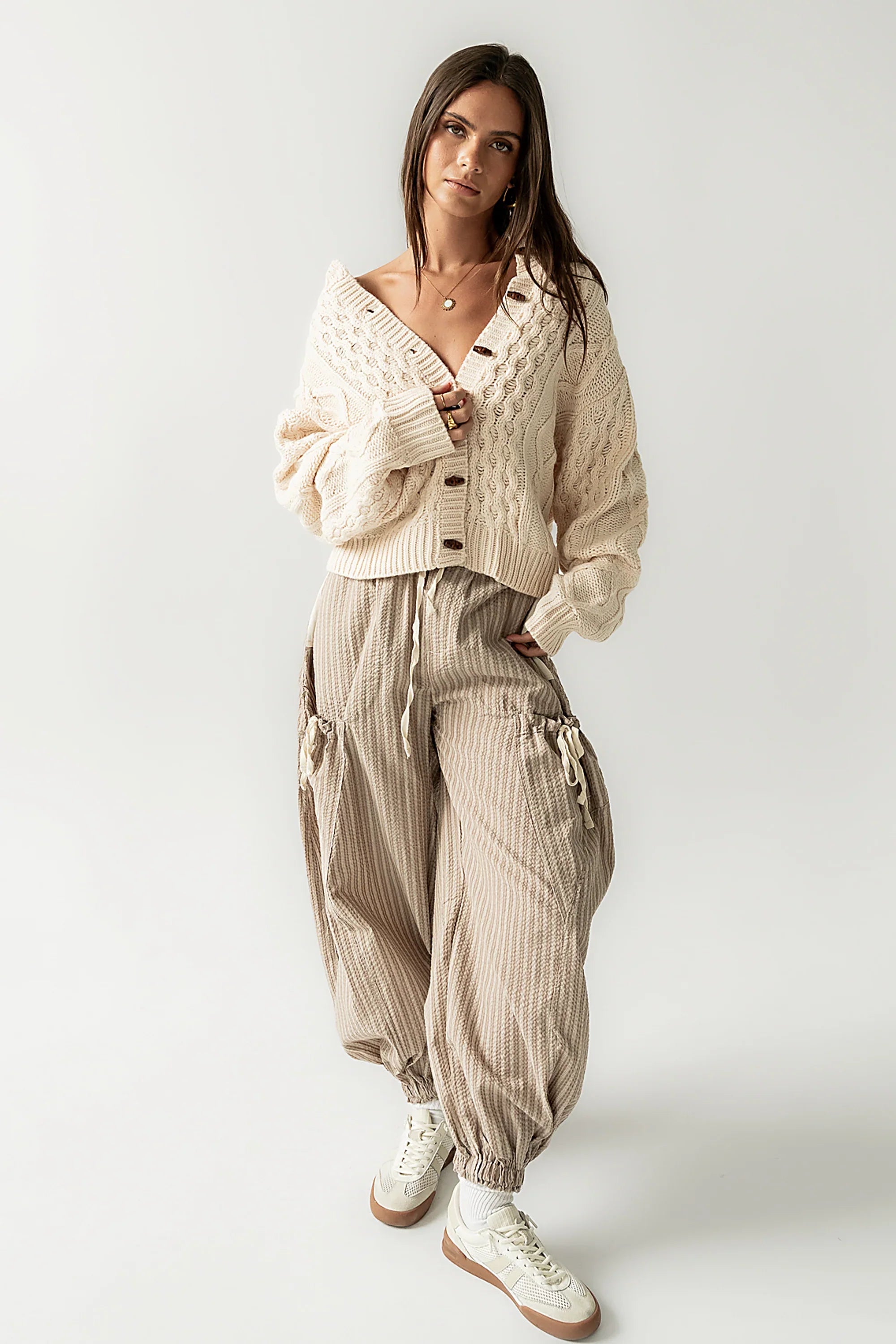 Noah Cable Knit Cardigan in Cream FINAL SALE