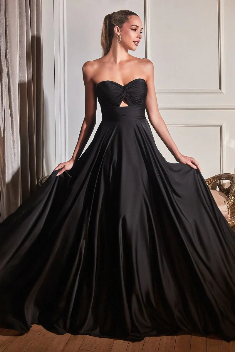 Madigan Gown STRAPLESS A LINE SOFT SATIN KEYHOLE DRESS
