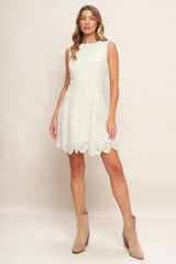 AUTUMN BLOOM VINTAGE IVORY LACE MINI DRESS VINTAGE IVORY