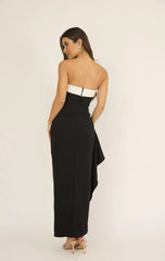 Amanda Black White Strapless Maxi Dress