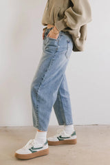 Bentlee Cropped Barrel Jeans in Medium Wash FINAL SALE