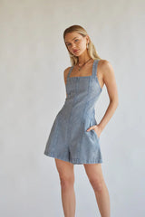 Corey Denim Open Back Romper