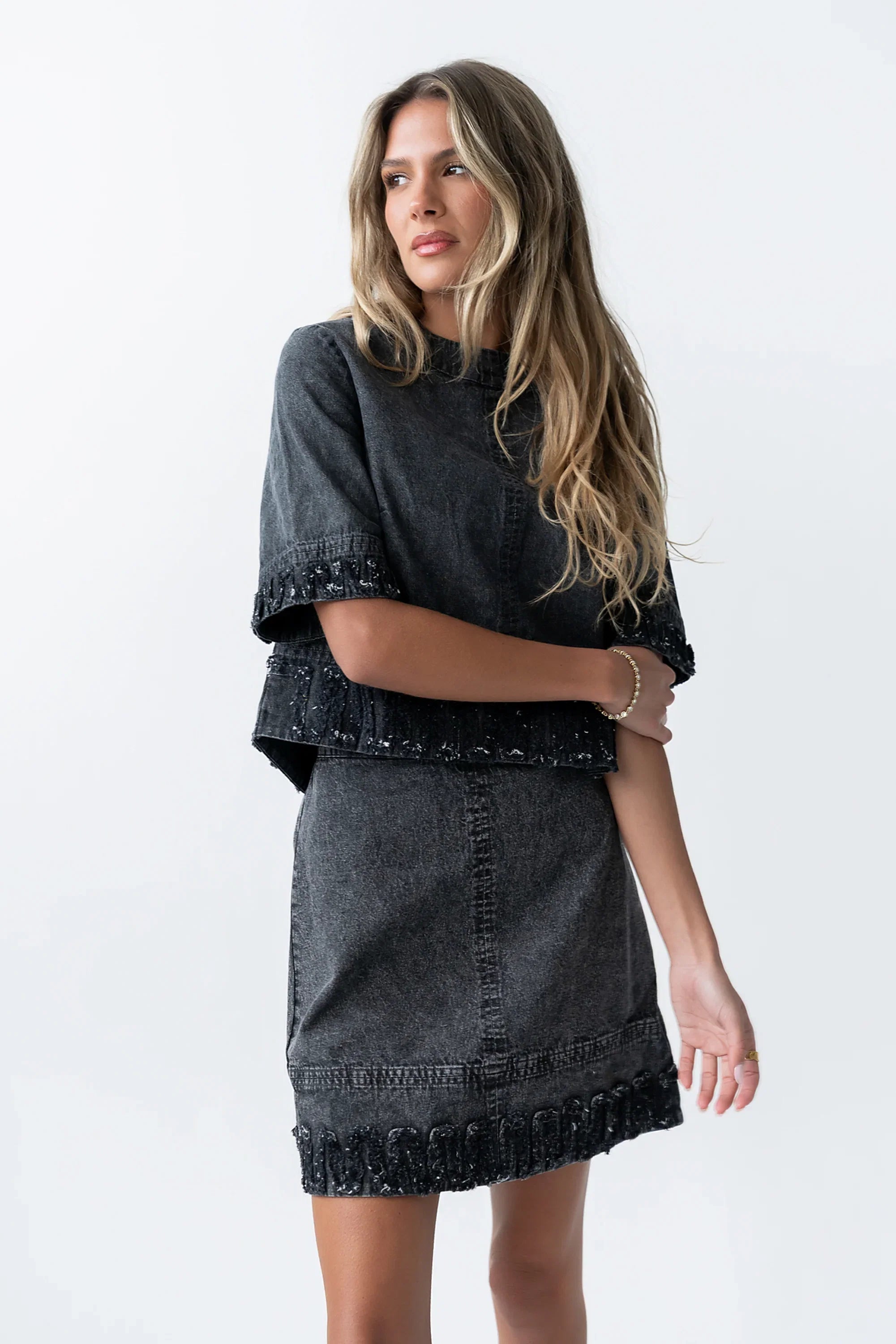 Jana Denim Top in Black